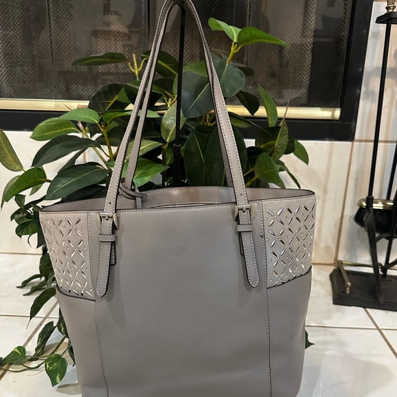 Michael Kors Gray Saffiano Leather Tote - Picture 4 of 11